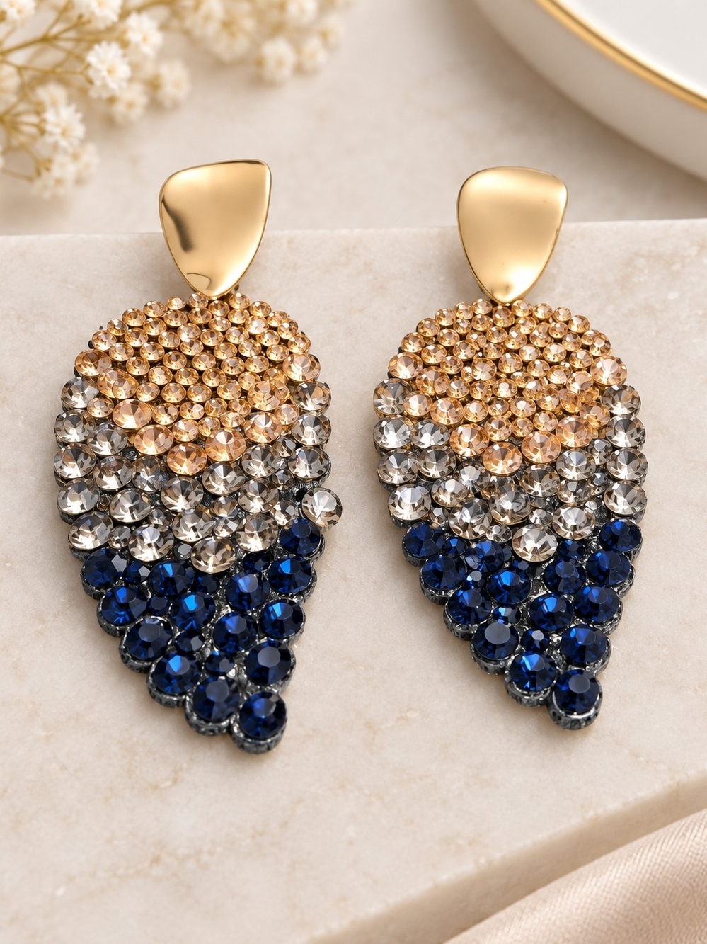 BOSTON PROPER RHINESTONE FABRIC EARRINGS